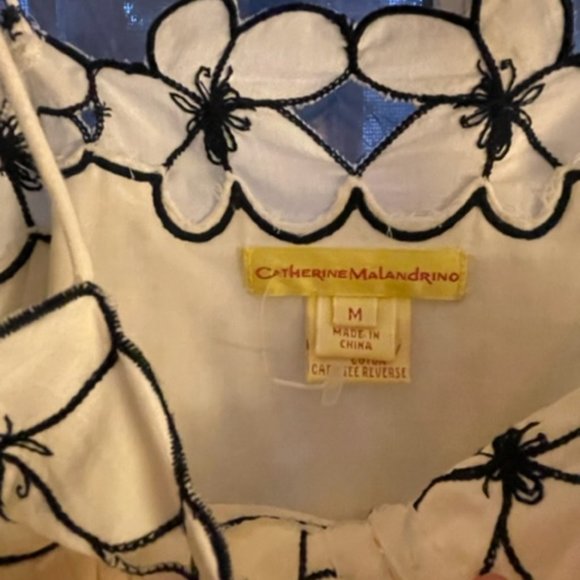 Rare Catherine Malandrino Floral Embroidered Blouse; Off-white; Size M - Picture 2 of 3